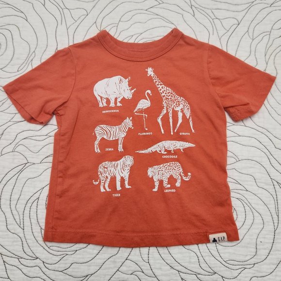 [12-18M] Orange Zoo Animals Short Sleeve Tee - Picture 1 of 7